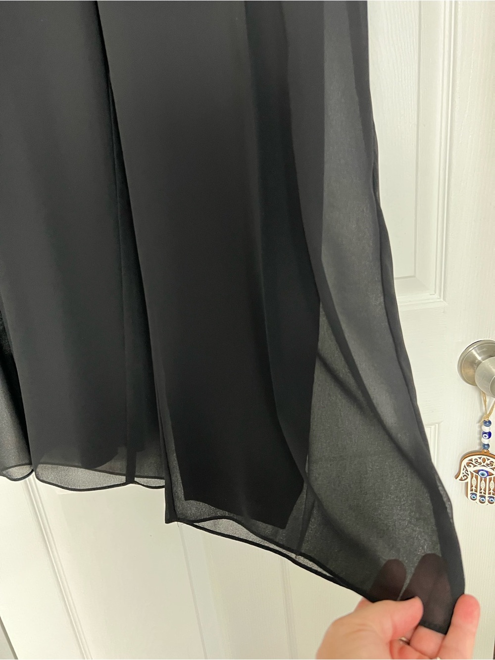R&M Richards Black Sheer Overlay Trousers
